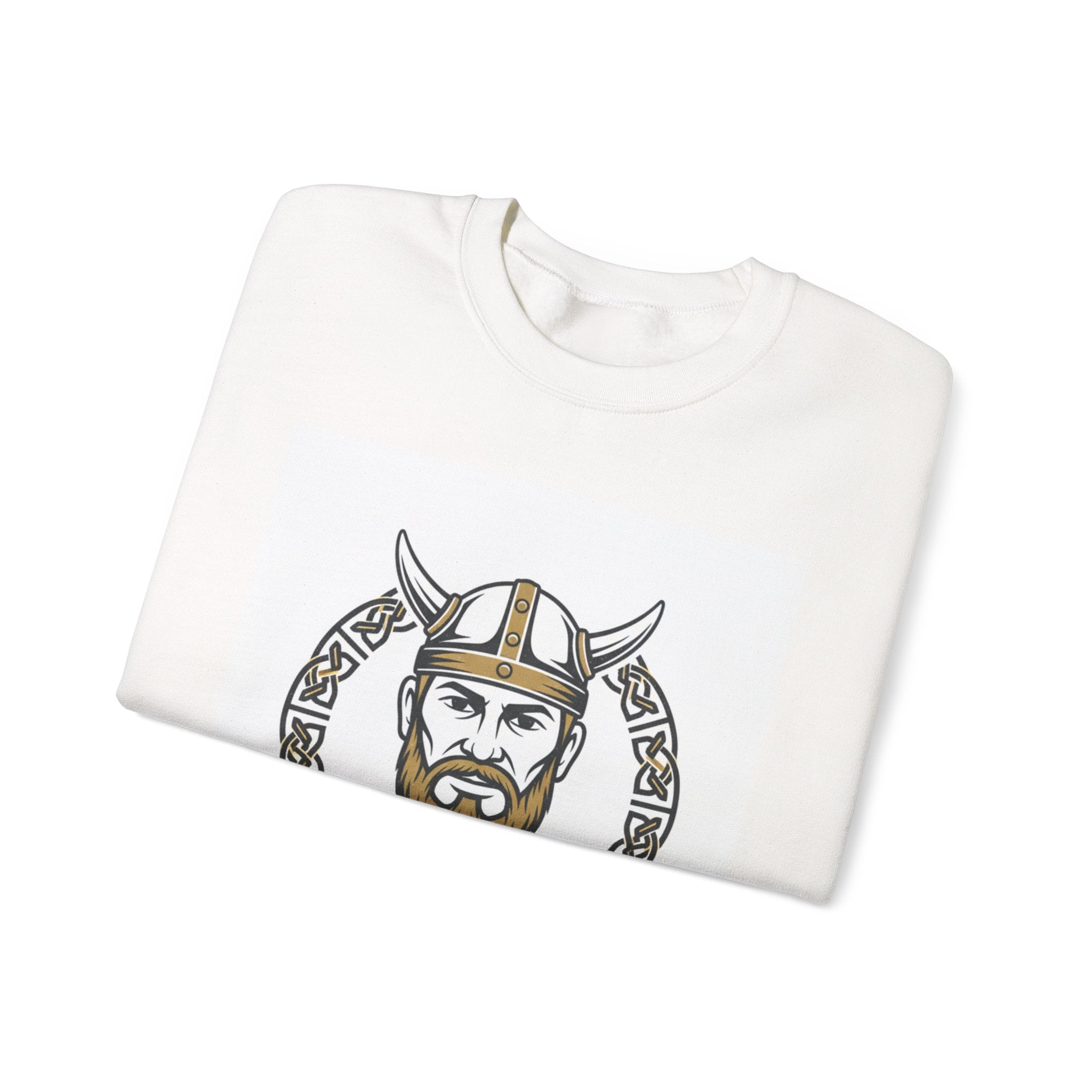 Viking Spirit Crewneck Sweatshirt — Norse Helmet Graphic Nordic Heritage